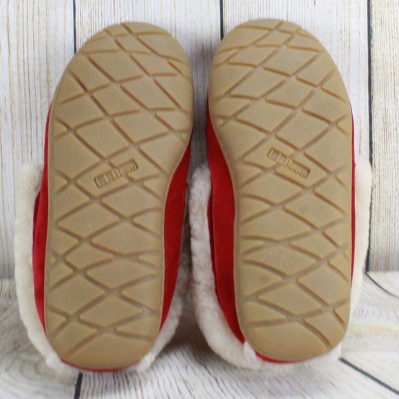 LL BEAN Red Wicked Good Moccasins Slippers Size 8 - Picture 6 of 9